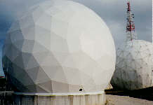 Dielectric Space Frame (DSF) Radome with Metal Space Frame (MSF) Radome is Background.